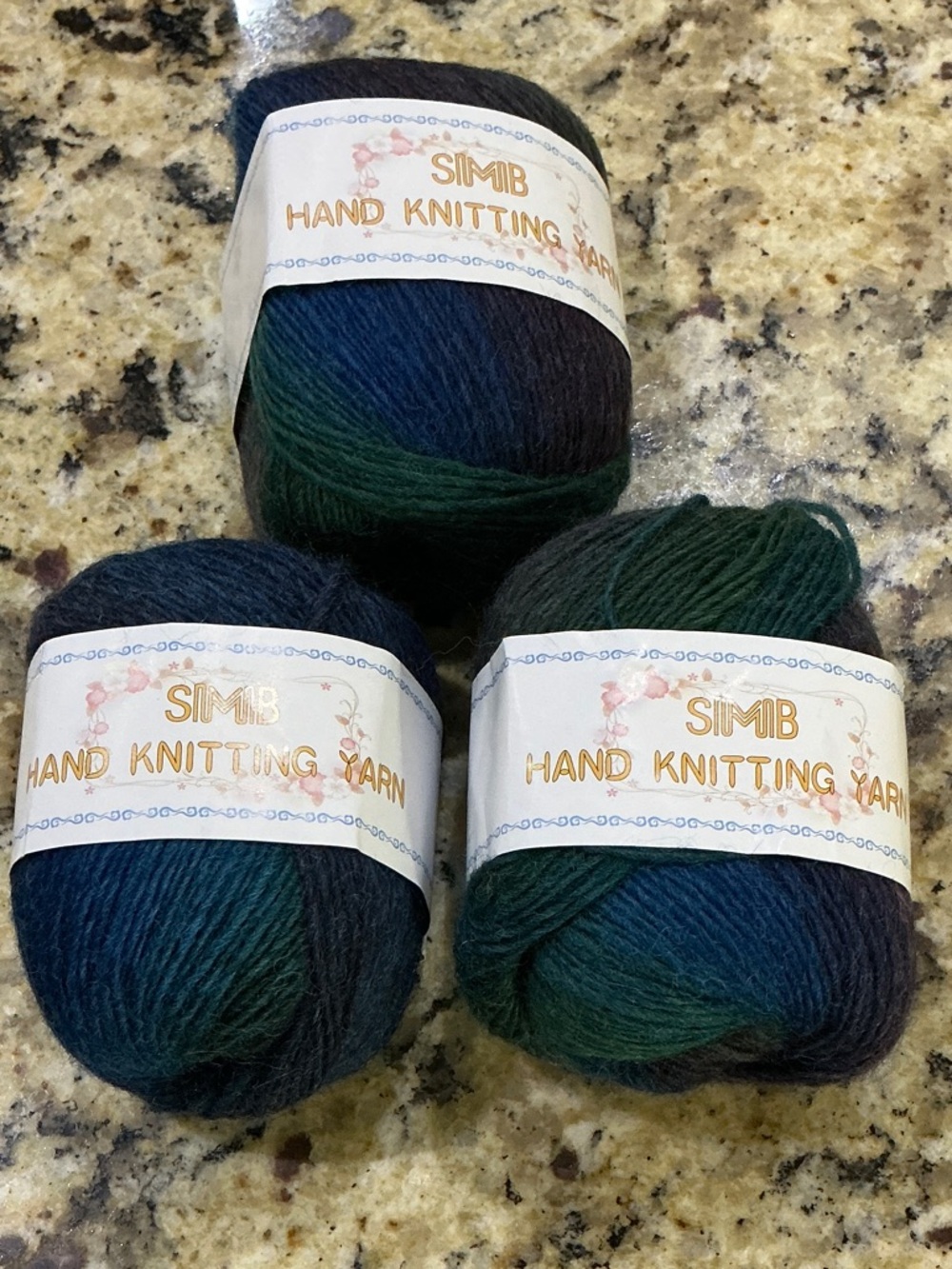 Blue-Green Gradient Hand Knitting Yarn - 3 Skeins